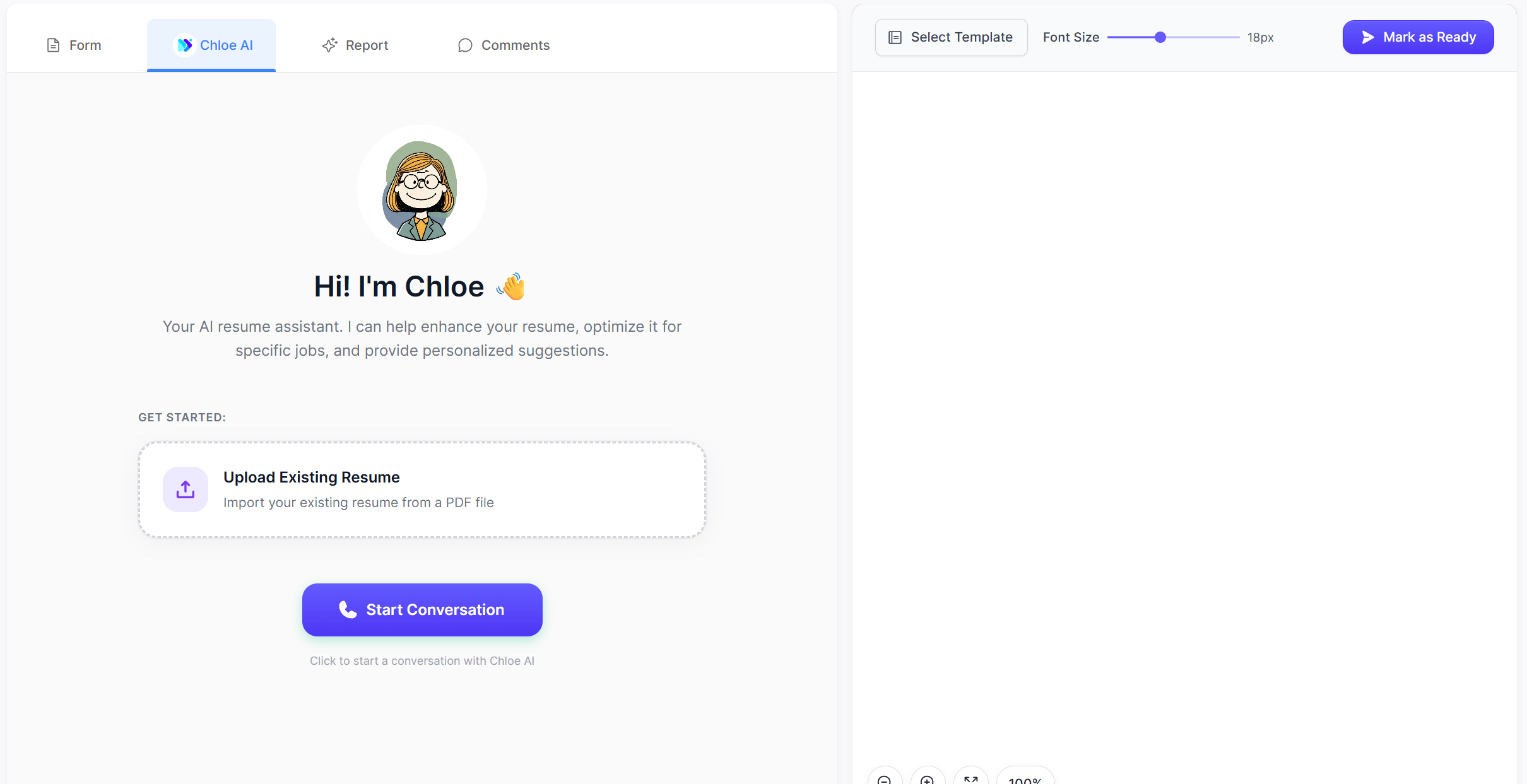 Resumify demo workspace preview