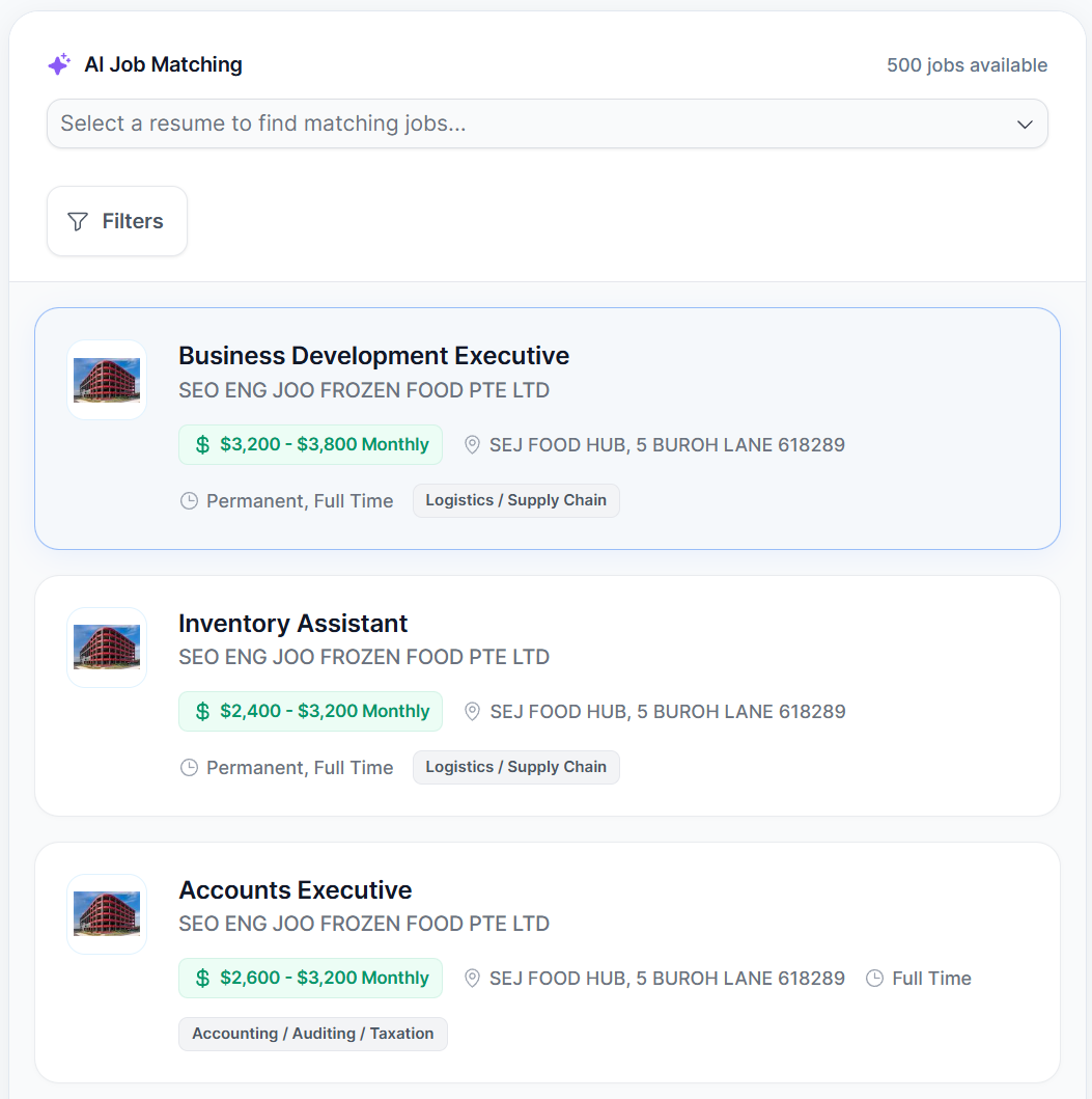 Targeted job matching preview
